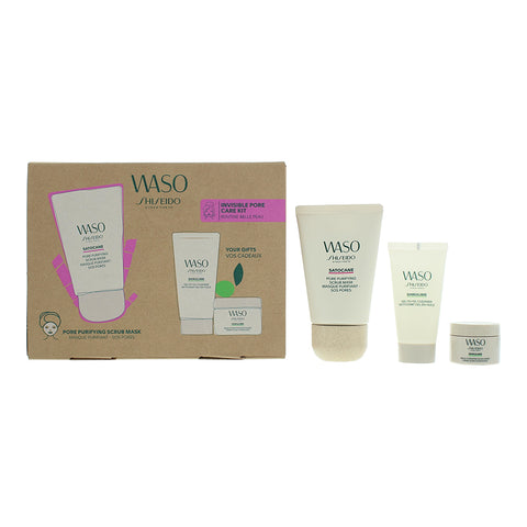 Shiseido Waso Invisible Pore Care 3 Piece Gift Set: Moisturiser 15ml - Cleanser 30ml - Scrub Mask 80ml