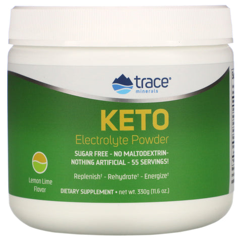 Trace Minerals Research, Keto Electrolyte Powder, Sugar Free, Lemon Lime Flavor, 11.6 oz (330 g)