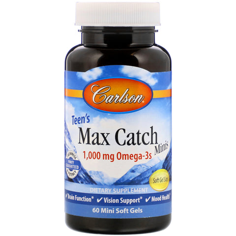 Carlson Labs, Teen's Max Catch Minis, 1,000 mg, 60 Mini Soft Gels