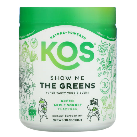 KOS, Show Me The Greens, Super Tasty Veggie Blend, Green Apple Sorbet, 10 oz (285 g)
