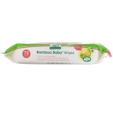Aleva Naturals, Bamboo Baby Wipes, Ultra Sensitive, 72 Wipes, 6.7 x 7.9 in (17 x 20 cm)