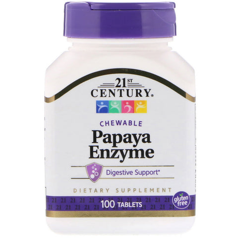 21st Century, Papaya Enzyme, 100 Chewable Tablets