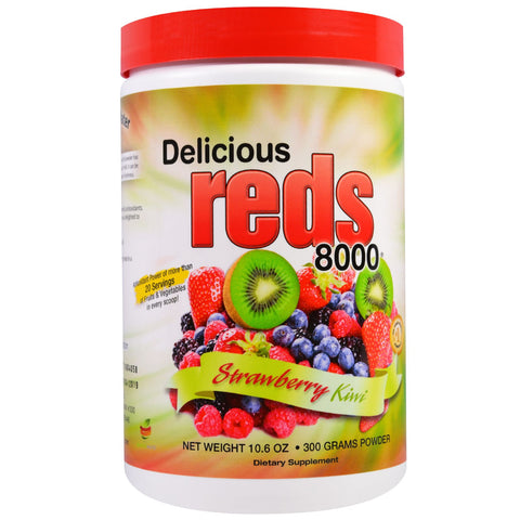 Greens World, Delicious Reds 8000, Strawberry Kiwi, Powder, 10.6 oz (300 g)