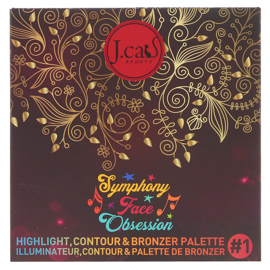 J.Cat Beauty, Symphony Face Obsession, Highlight, Contour & Bronzer Palette, SFO101 #1 Light/Medium, 0.97 oz (27.5 g)