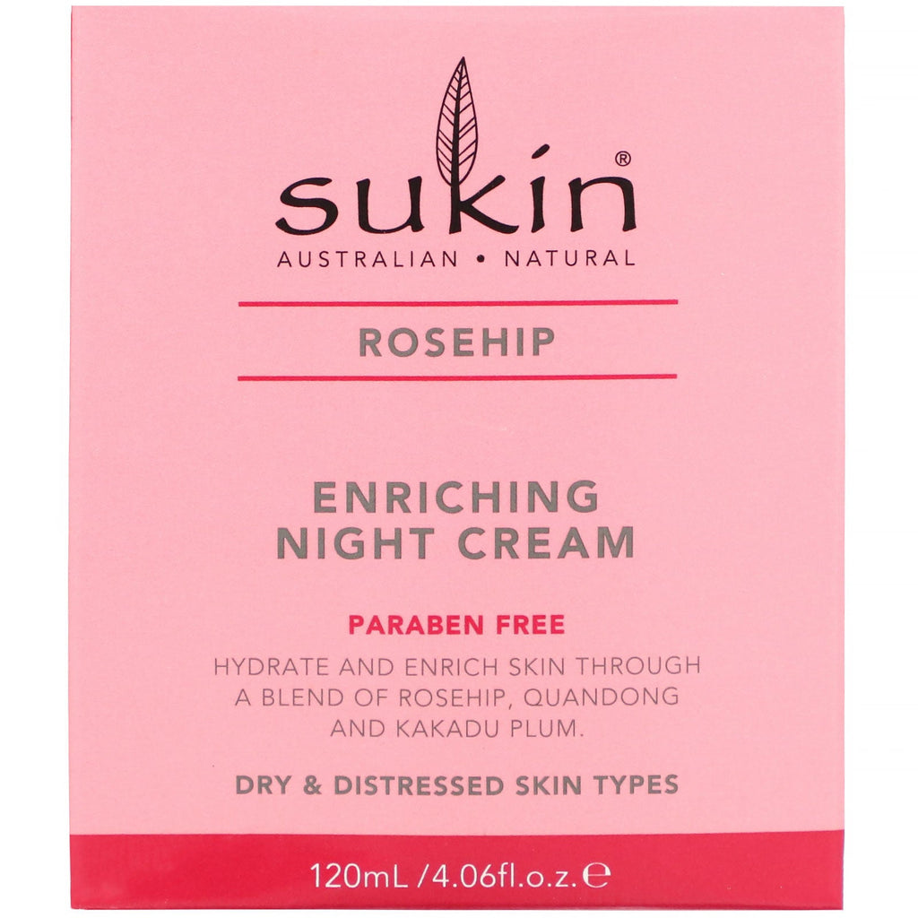 Sukin, berigende natcreme, hyben, 4,06 fl oz (120 ml)