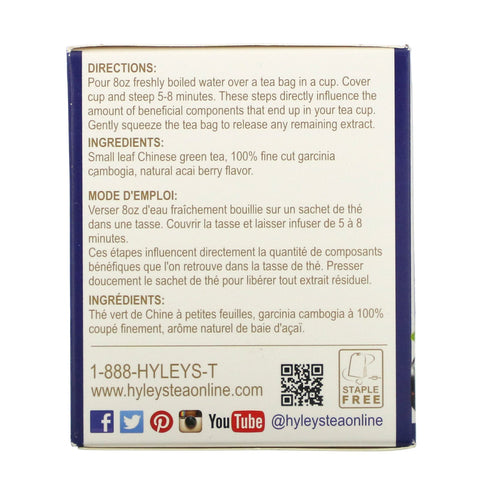 Hyleys Tea, Garcinia Cambogia Grøn te, Acai Berry, 25 teposer, 1,32 oz (37,5 g)
