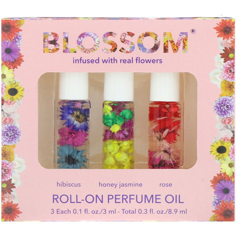 Blossom, Roll-On Perfume Oil Set, 3 Pieces, 0.1 fl oz (3 ml) Each