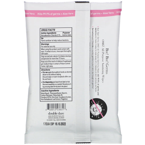 Double Dare, All Purpose Sanitizing Wipes, 10 Wipes