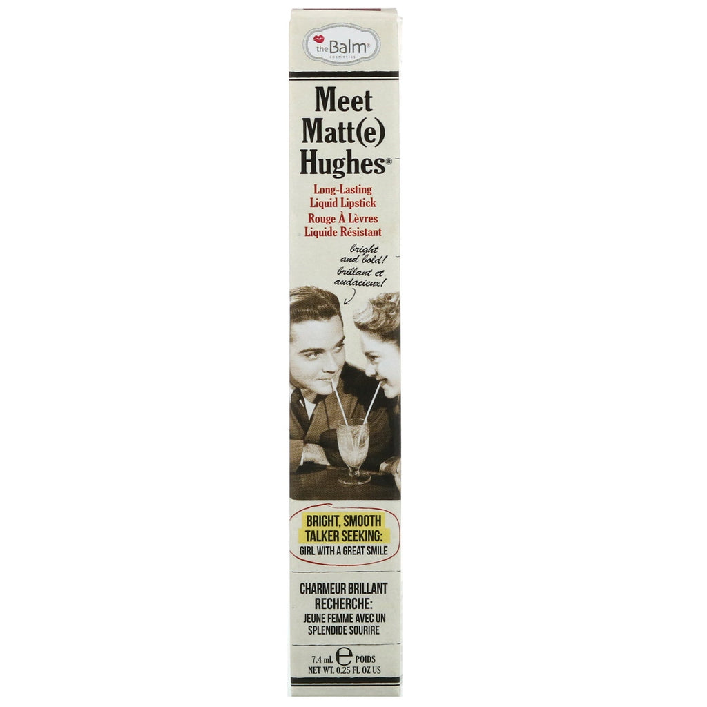 theBalm Cosmetics, Mød Matt(e) Hughes, Langtidsholdbar flydende læbestift, Charmerende, 0,25 fl oz (7,4 ml)