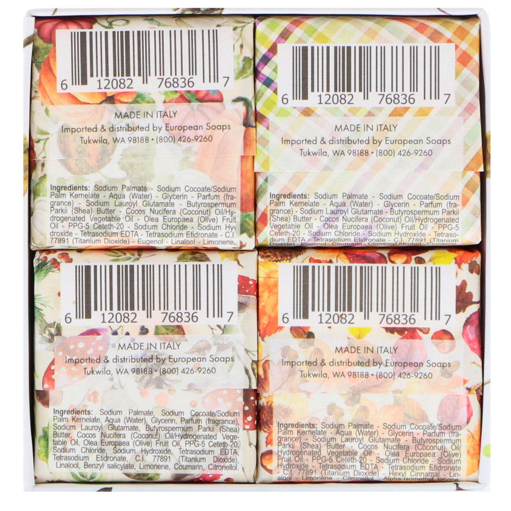 European Soaps, Via Mercato, Natale, Shea Butter Soaps Set, 4 Soaps, 50 g Each