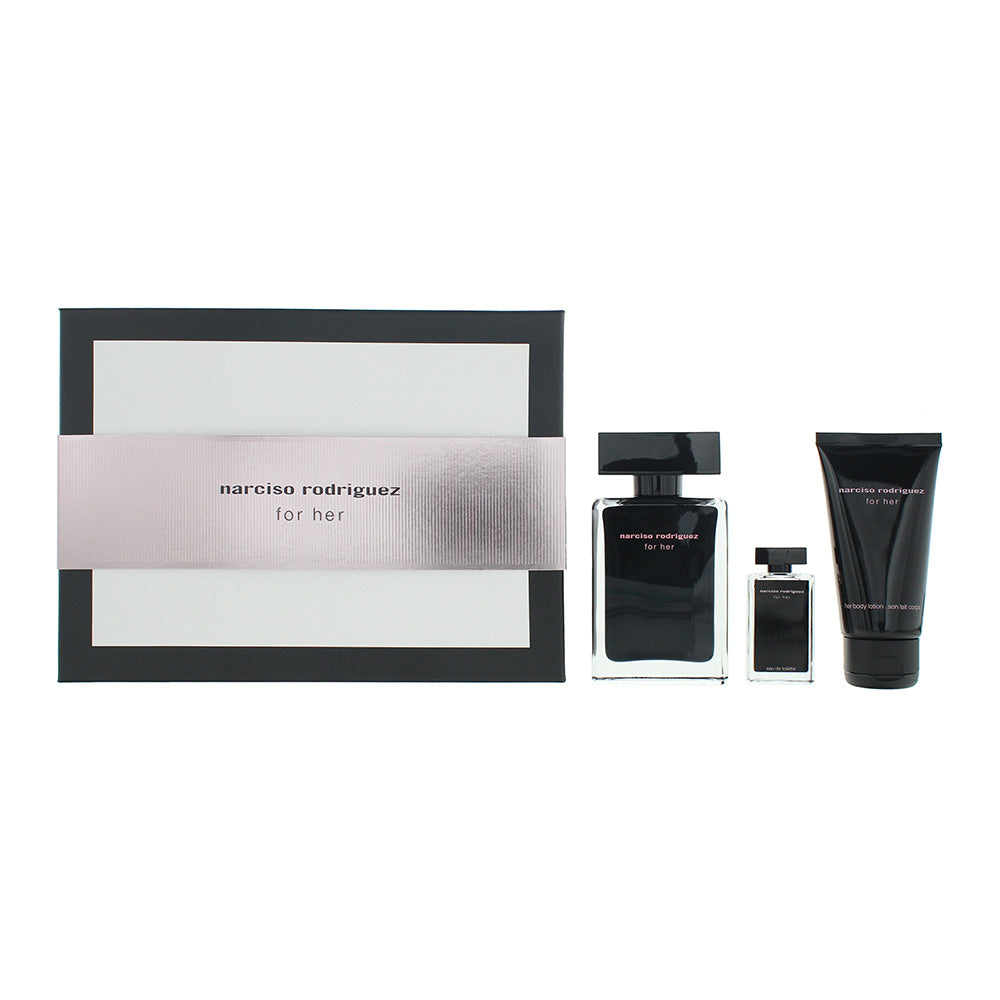 Narciso Rodriguez For Her 3 Piece Gift Set: Eau de Toilette 50ml - Eau de Toilette 7.5ml - Body Lotion 50ml