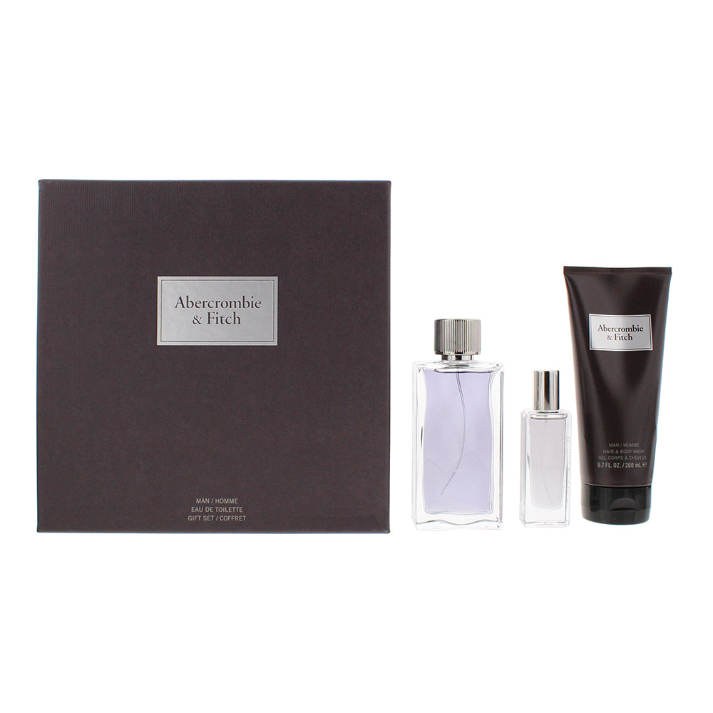 Abercrombie & Fitch First Instinct 3 Piece Gift Set: Eau de Toilette 100ml - Eau