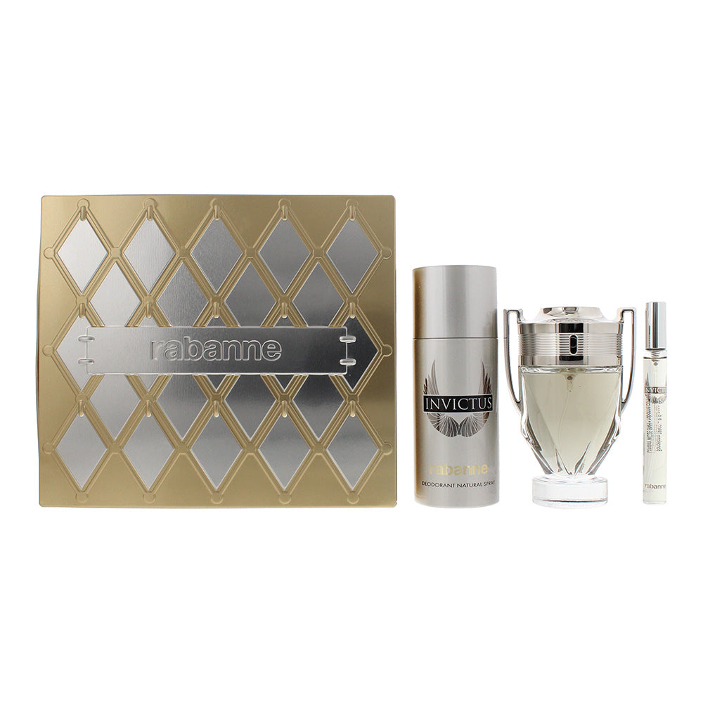 Rabanne Invictus 3 Piece Gift Set: Eau de Toilette 100ml - Eau de Toilette 10ml