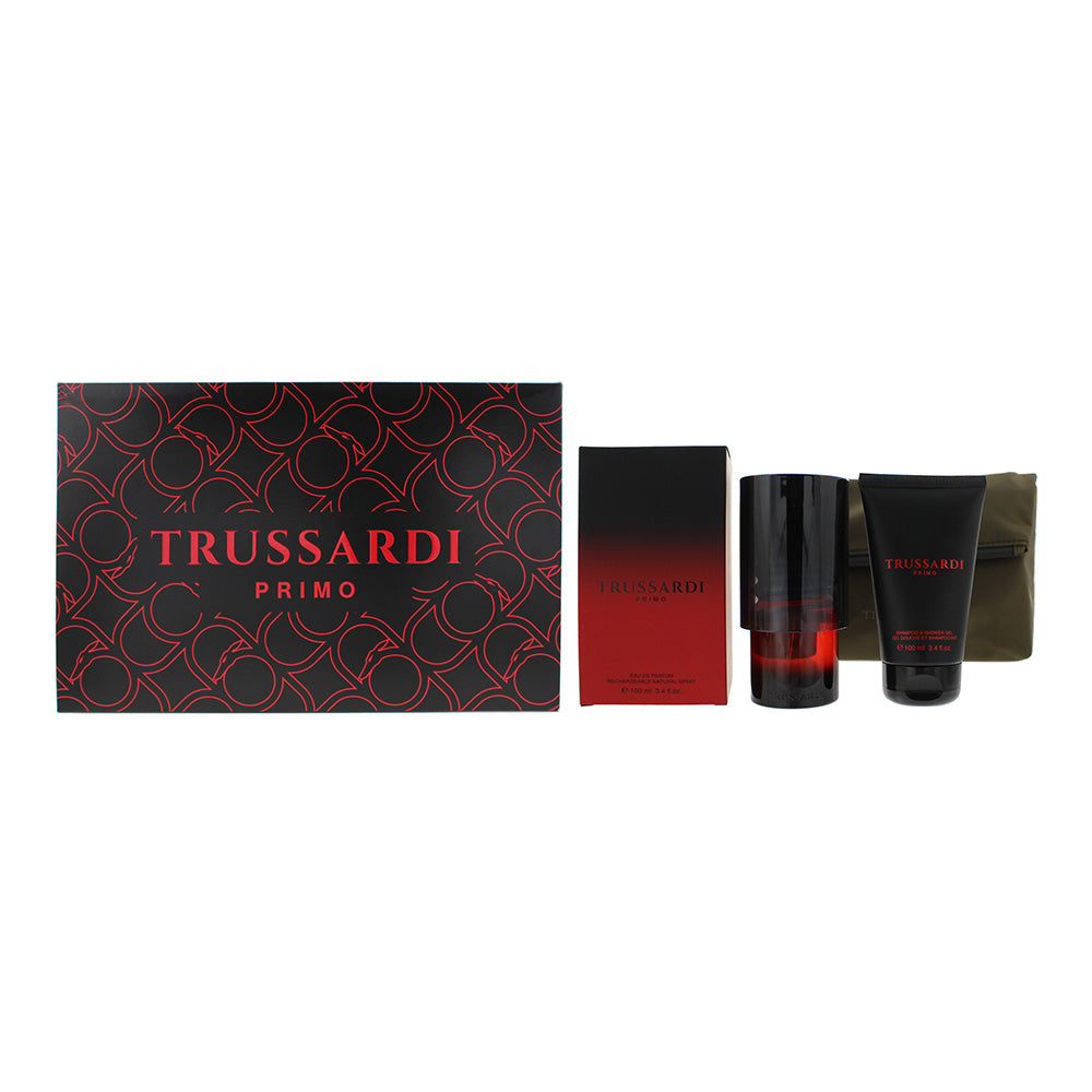 Trussardi Primo 3 Piece Gift Set: Eau de Parfum 100ml - Shower Gel 100ml - Pouch