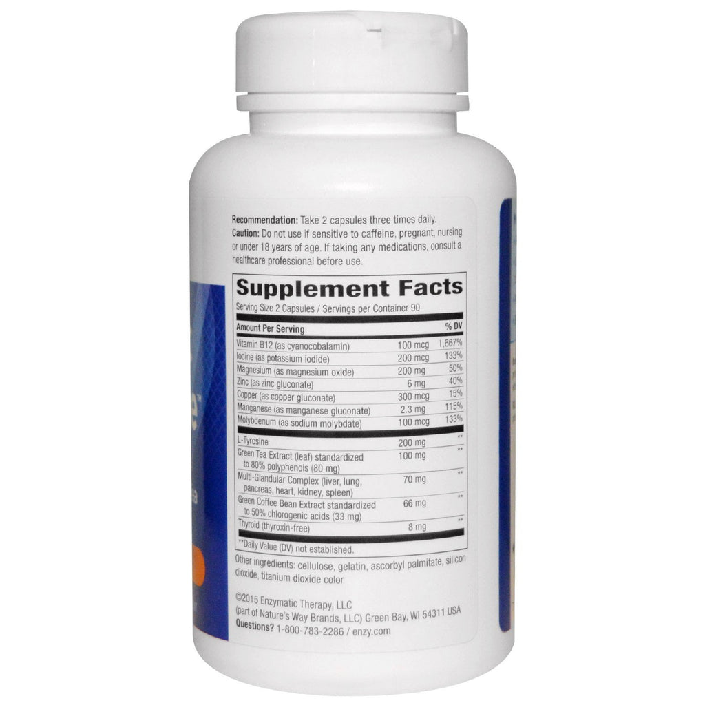 Nature's Way, Metabolic Advantage, Thyroid Formula med grøn kaffe og grøn te, Metabolisme, 180 kapsler