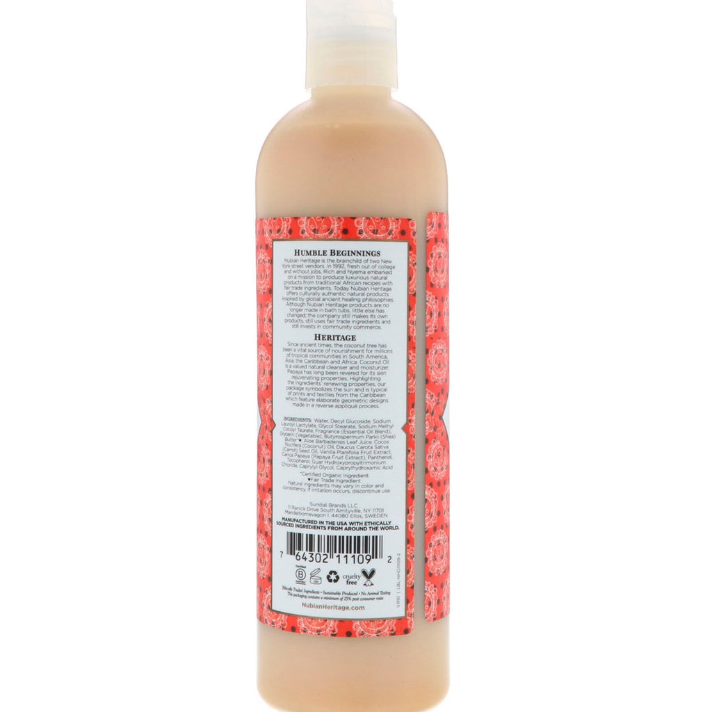 Nubian Heritage, Body Wash, Coconut &amp; Papaya, 13 fl oz (384 ml)