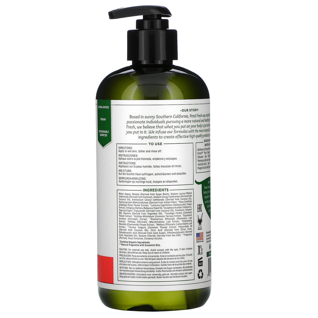 Frisk kronblad, blødgørende bad- og brusegel, rose og kaprifolier, 16 fl oz (475 ml)