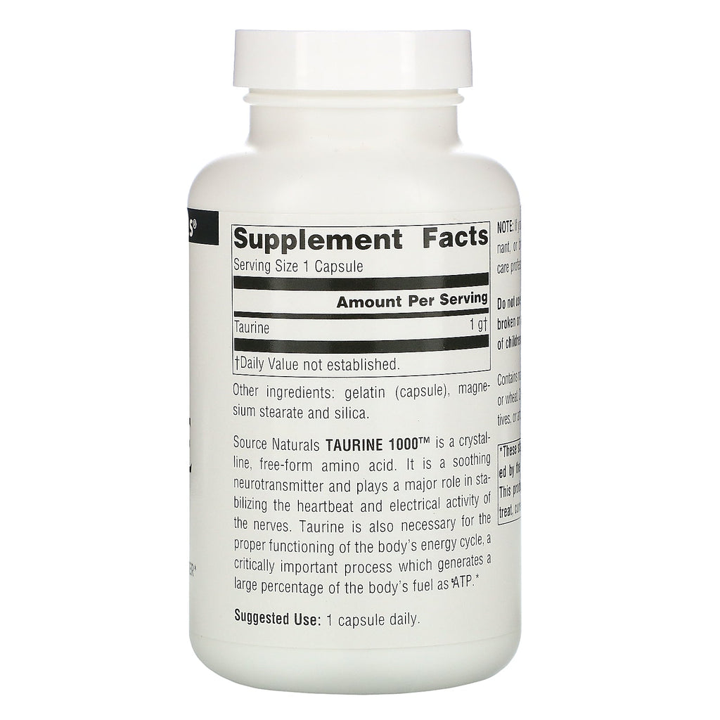 Source Naturals, Taurine 1000, 1,000 mg, 120 Capsules