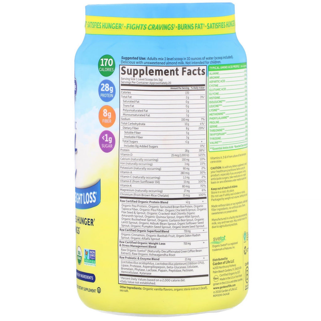 Garden of Life, RAW  Fit, High Protein for Weight Loss, Original, 31.39 oz (890 g)