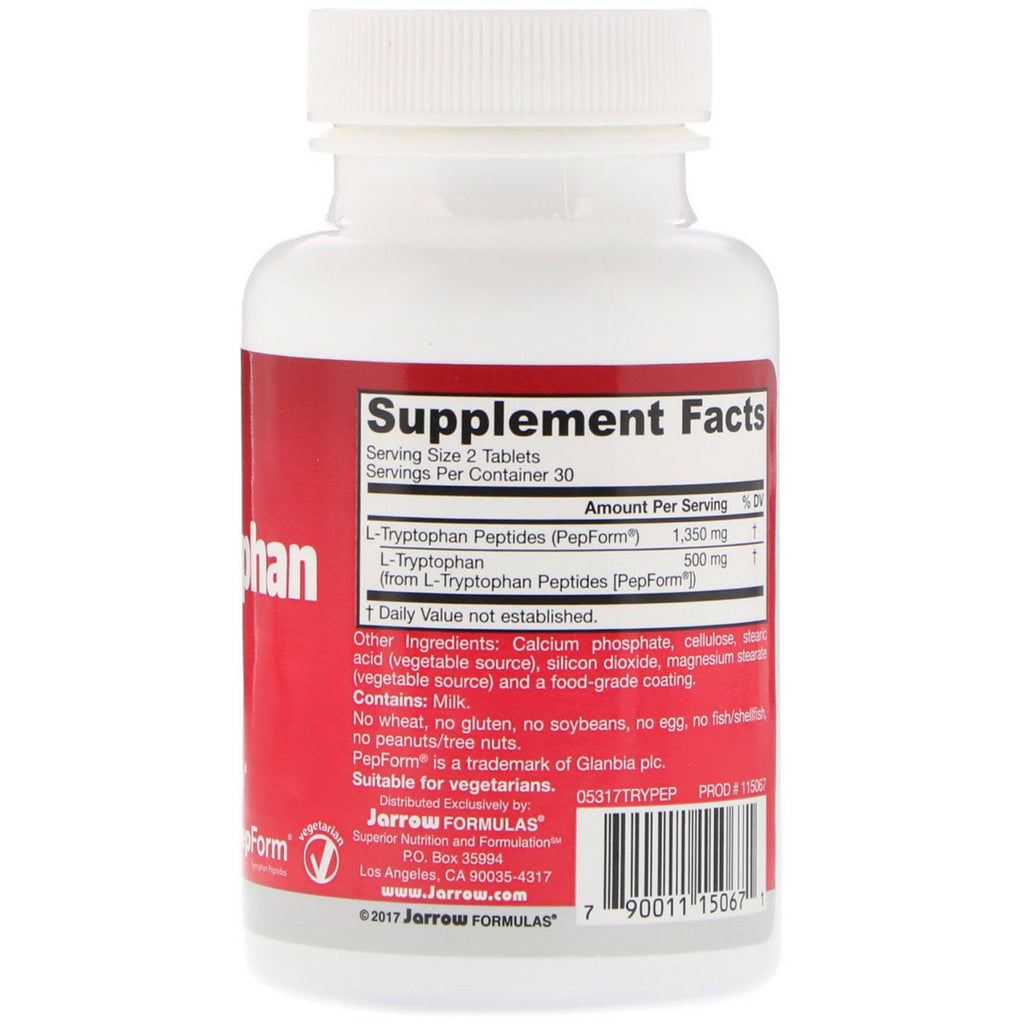 Jarrow Formulas, L-Tryptophan Peptide, 60 tabletter