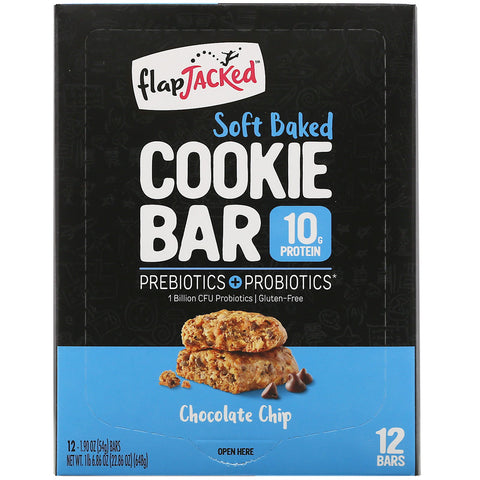 FlapJacked, blødt bagt kagebar, chokoladechip, 12 barer, 1,90 oz (54 g) hver
