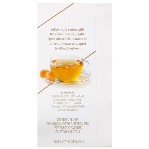 Twinings, Té de hierbas calmante, cúrcuma, naranja y anís estrellado, sin cafeína, 18 bolsitas de té, 36 g (1,27 oz)