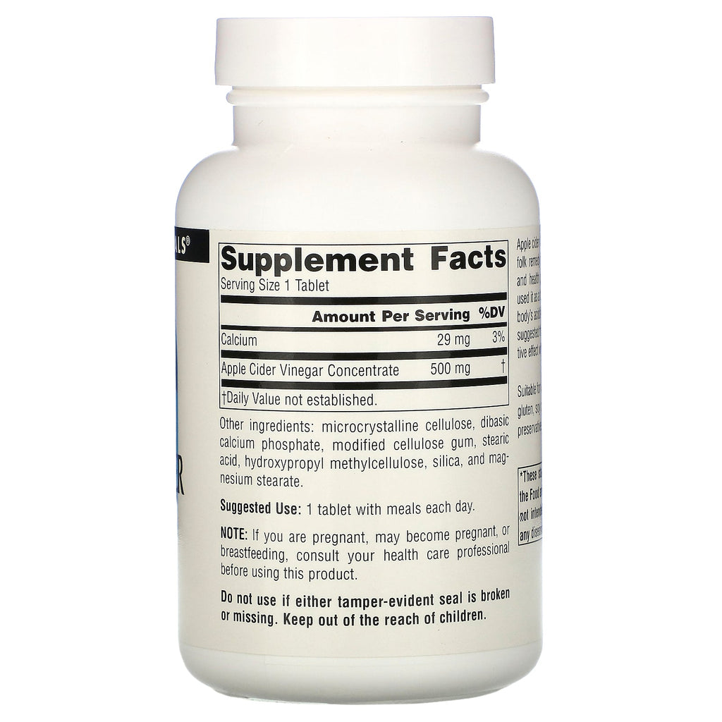 Source Naturals, æblecidereddike, 500 mg, 180 tabletter