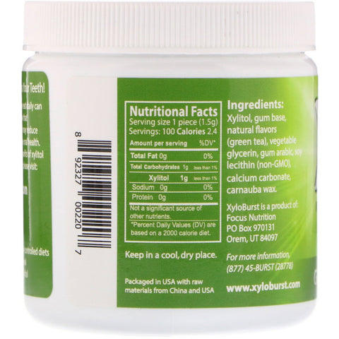 Xyloburst, Xylitol tyggegummi, grøn te, 100 stykker, 5,29 oz (150 g)