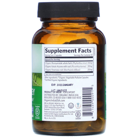 India, Hígado, Riñón, 90 Cápsulas Vegetarianas