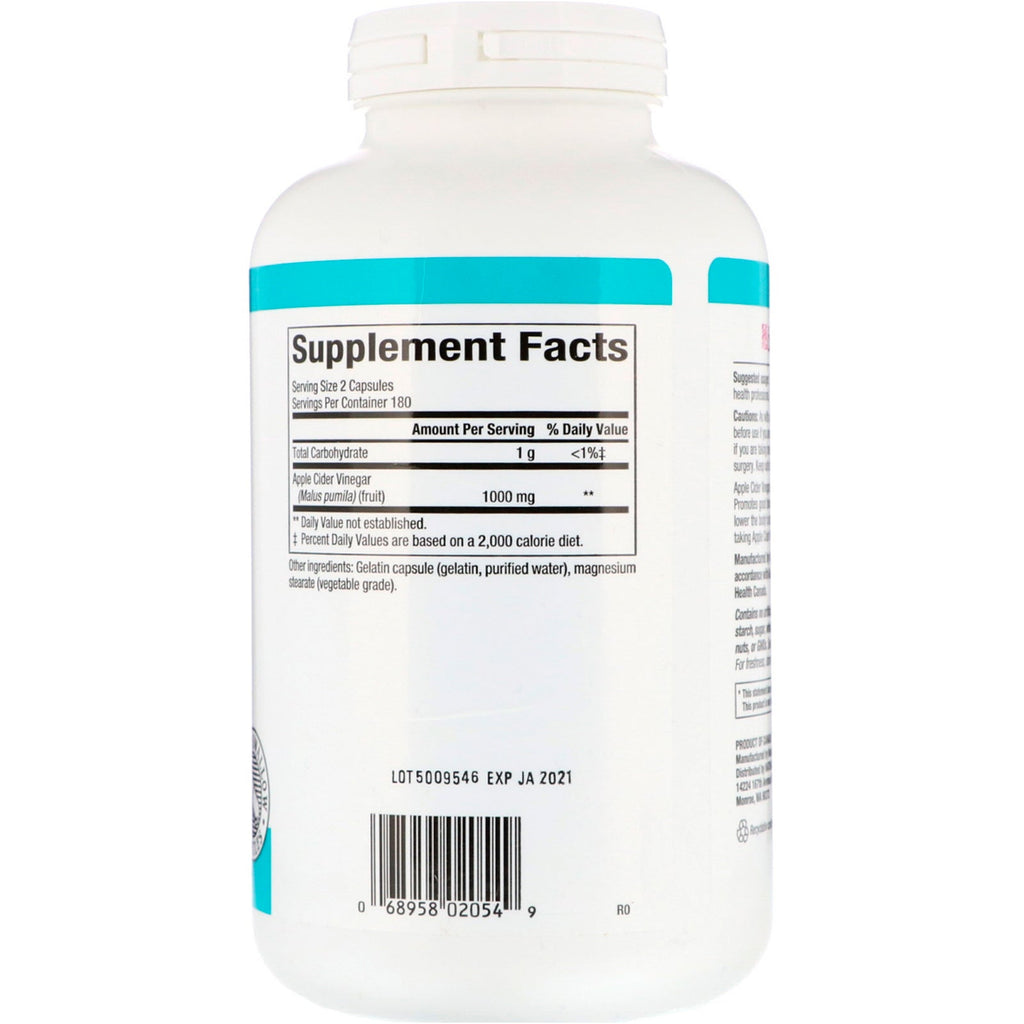Naturlige faktorer, æblecidereddike, 500 mg, 360 kapsler