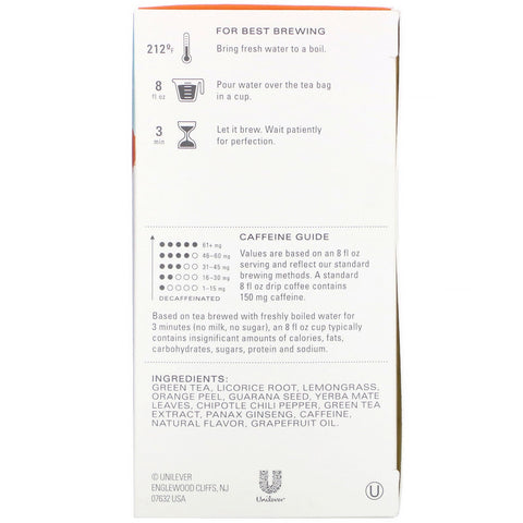 Tazo-teer, Energize, Grøn te, 20 teposer, 1,69 oz (48 g)