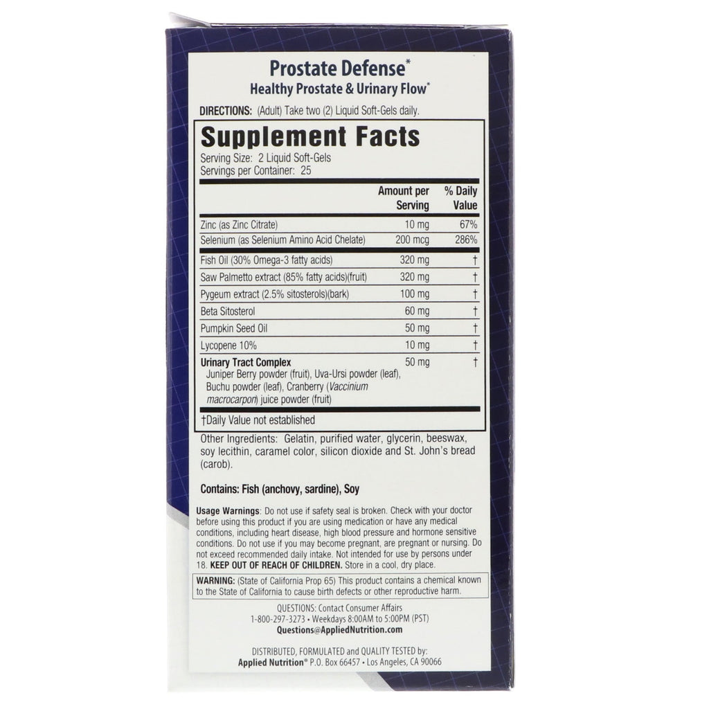 appliednutrition, Prostate Defense, 50 Liquid Soft-Gels