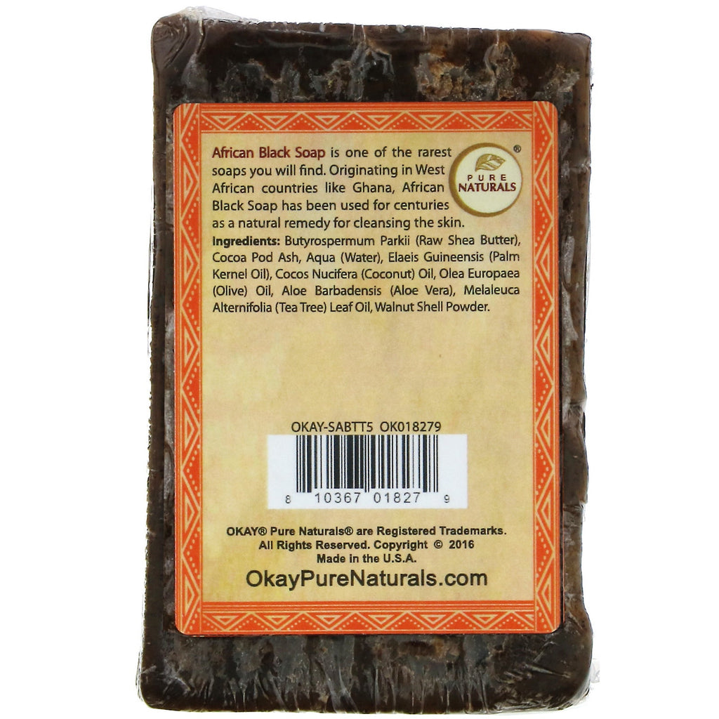 Okay Pure Naturals, afrikansk sort sæbe, Tea Tree, 5,5 oz (156 g)