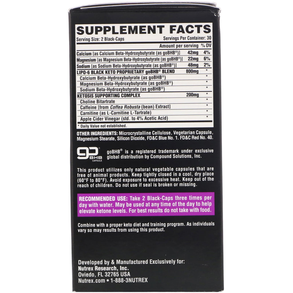 Nutrex Research, LIPO-6 Black Keto, Advanced Formula, 60 Black-Caps
