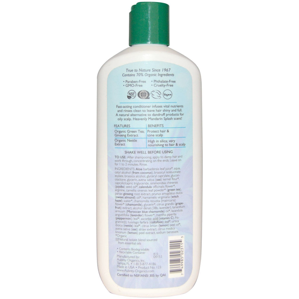 Aubrey s, Acondicionador de té verde, té verde Matcha y ginseng, toque de mandarina, 11 fl oz (325 ml)