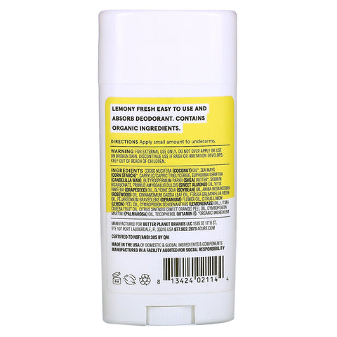 Acure, Deodorant, Lemon Verbena, 2,2 oz (62,4 g)