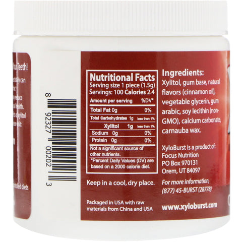 Xyloburst, Xylitol tyggegummi, kanel, 5,29 oz (150 g), 100 stykker