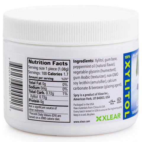 Xlear, Spry, Tyggegummi, Pebermynte, Sukkerfri, 100 Count, (108 g)