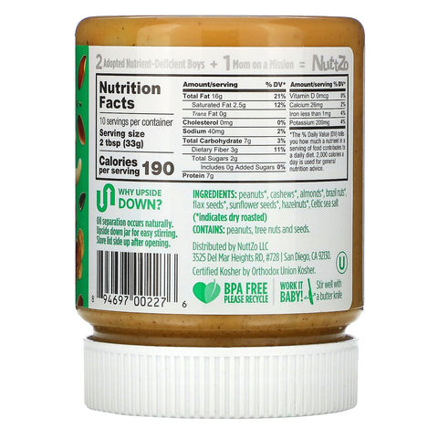 Nuttzo, Peanut Pro, mantequilla de 7 nueces y semillas, suave, 12 oz (340 g)