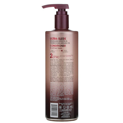 Giovanni, 2chic, Ultra-Sleek Conditioner, for All Hair Types, Brazilian Keratin & Argan Oil, 24 fl oz (710 ml)