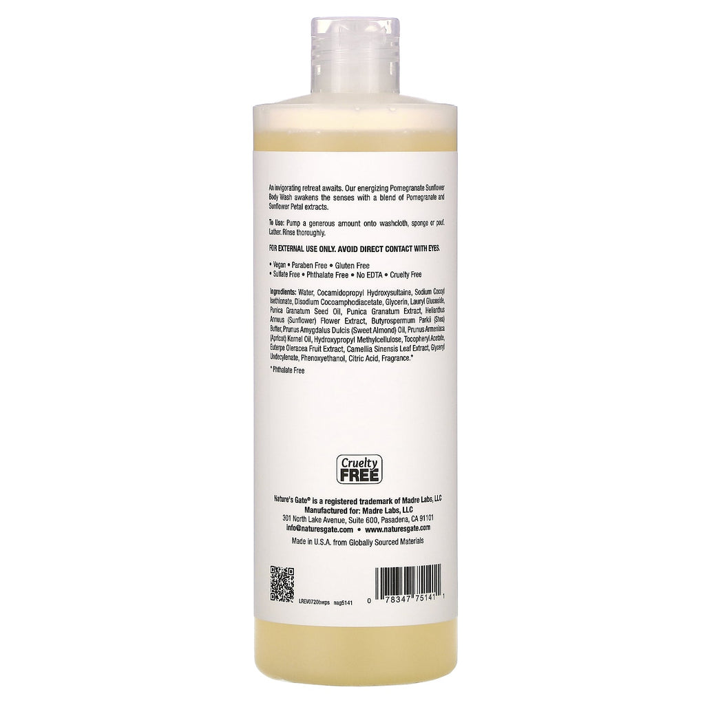 Nature's Gate, Granatæble Solsikke Body Wash, 16 fl oz (473 ml)