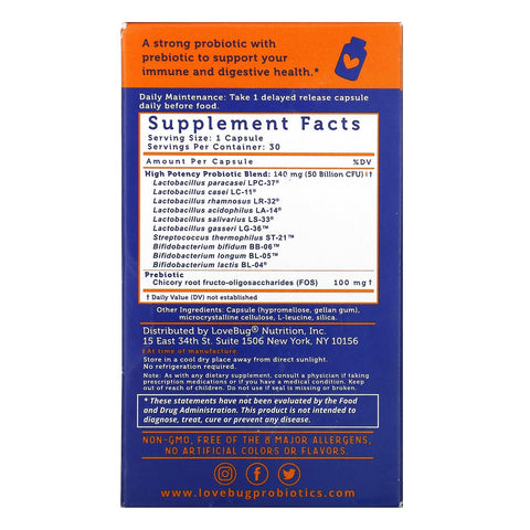 LoveBug, Advanced Strength Daily Probiotic, 50 Billion CFU, 30 Count