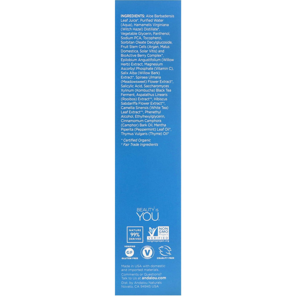 Andalou Naturals, Pure Pore Toner, Pilebark, Clear Skin, 6 fl oz (178 ml)