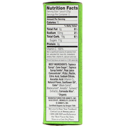 Annies hjemmelavede, kaninfrugtsnacks, tropisk godbid, 5 poser, 0,8 oz (23 g) hver