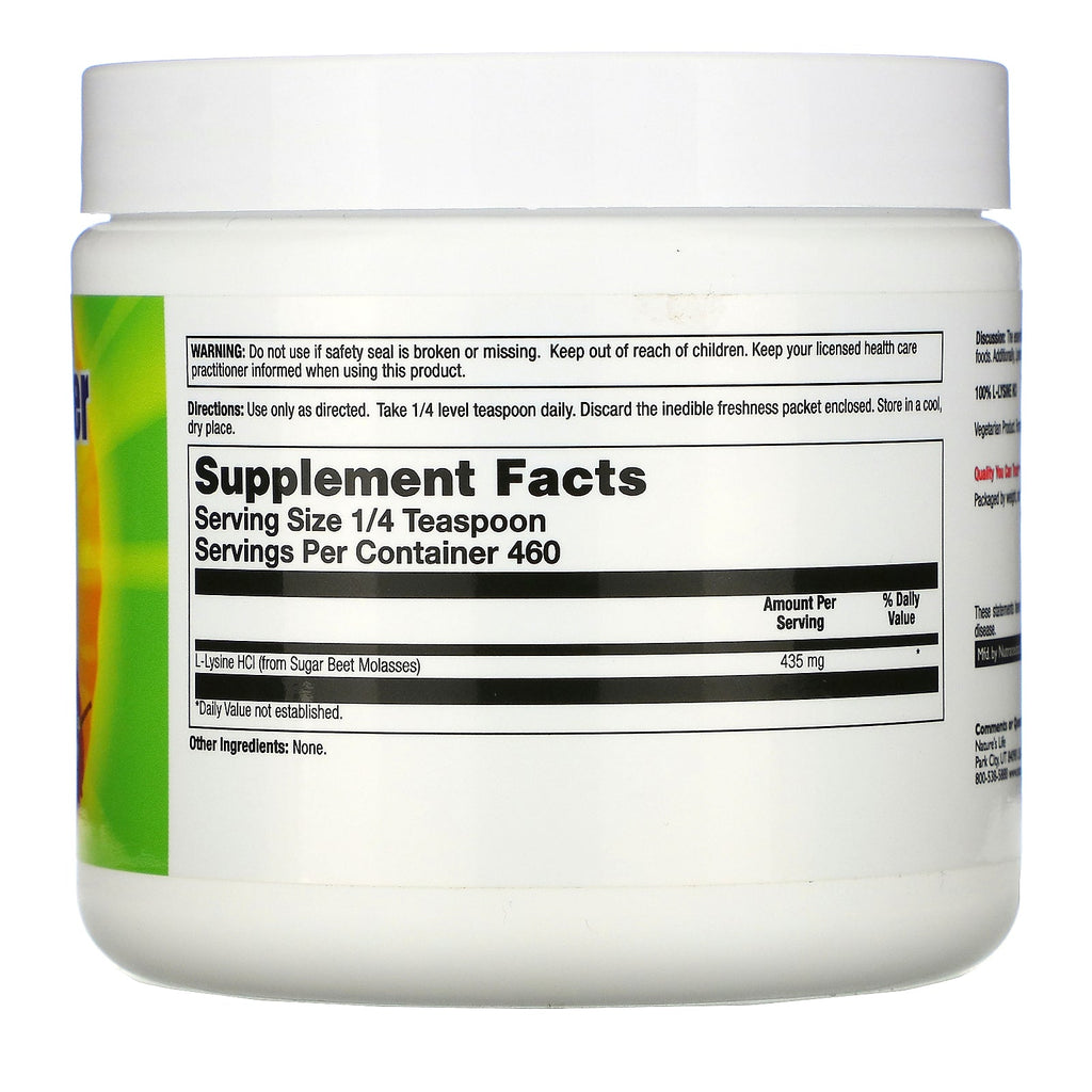 Nature's Life, L-Lysine Powder, Unflavored, 200 g