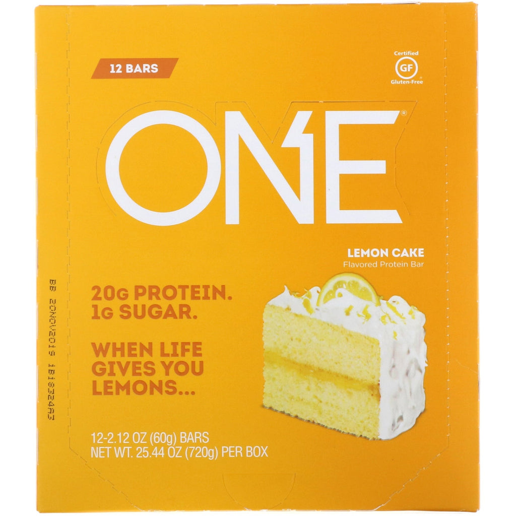 One Brands, ONE Bar, pastel de limón, 12 barras, 2,12 oz (60 g) cada una