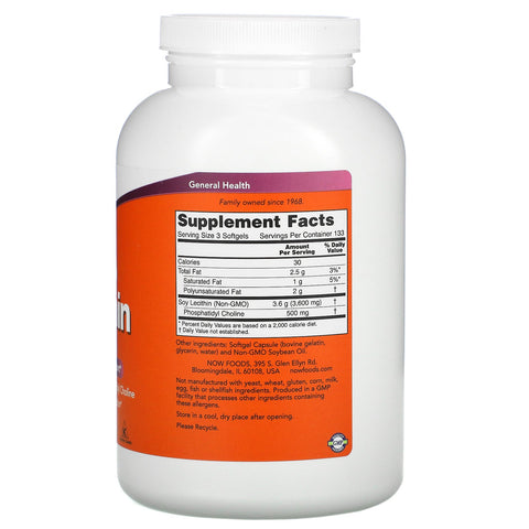 Now Foods, ikke-GMO-lecithin, 1.200 mg, 400 softgels