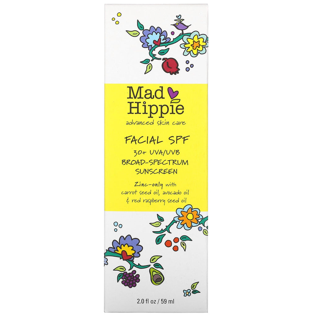 Mad Hippie Hudplejeprodukter, SPF til ansigtet, 30+ UVA/UVB bredspektret solcreme, 2,0 oz (59 g)