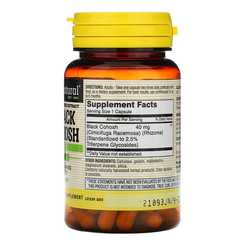Mason Natural, Black Cohosh, standardiseret ekstrakt, 60 kapsler
