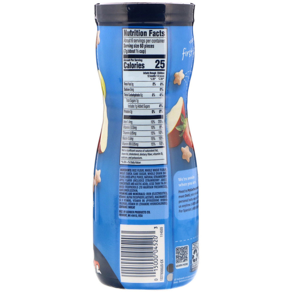 Gerber, Bocadillo de cereales Puffs, 8+ meses, fresa y manzana, 42 g (1,48 oz)